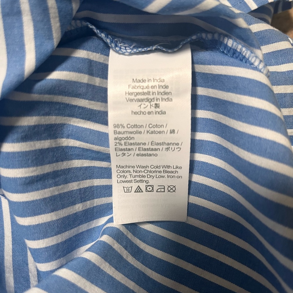J. Crew Women's Blue and White Striped short sleeve Poplin Popover Top.NWT - Picture 9 of 9